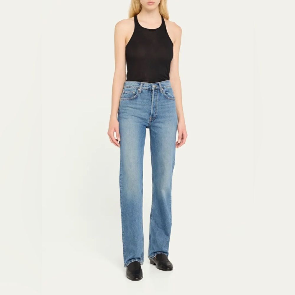 NWT EB Denim High Rise Straight Leg Light Wash Jeans